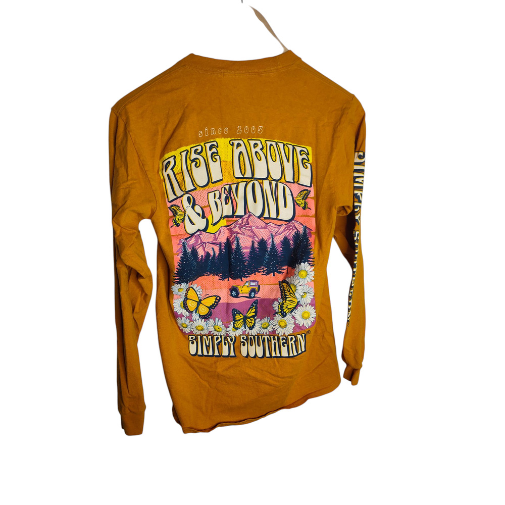 Simply Southern Rise Above and Beyond Butterfly Long Sleeve tee S